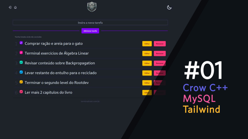 Como Criar um App Web com Crow C++, TailwindCSS e MySQL do Zero :: Parte 01