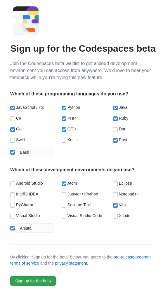 GitHub Codespaces Survey