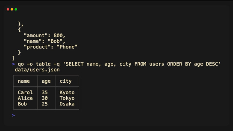 🔳 Dê adeus a awk ou scripts em Python ou importar os dados para um banco. Consulte arquivos JSON, CSV e TSV usando SQL no Terminal