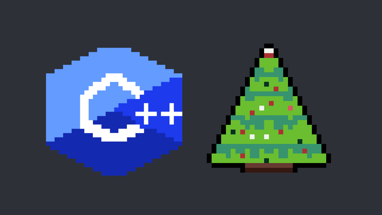 Uma árvore de natal simples com estilo pixel art