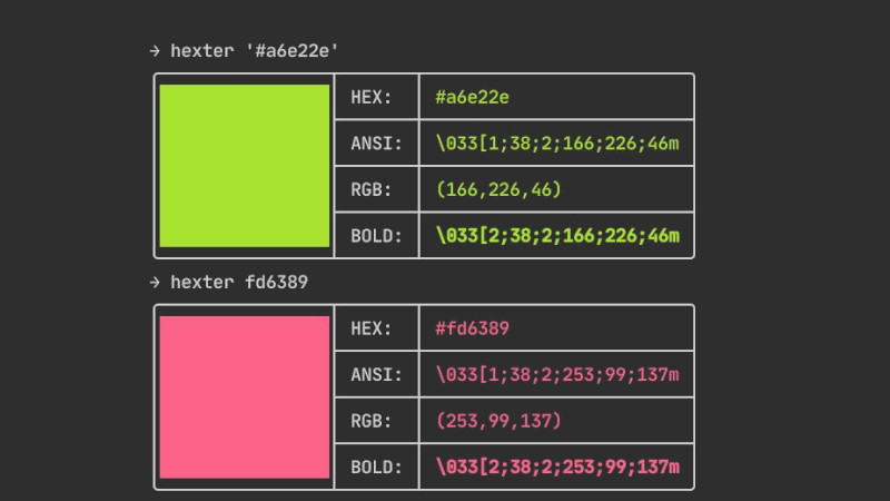 Obtenha a Sintaxe de uma Cor Hexadecimal para o Terminal (ANSI RGB)