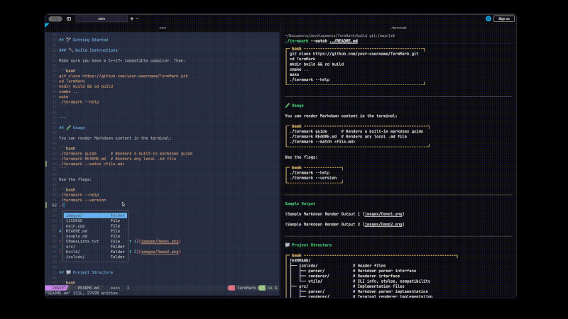 TermMark: Markdown direto no terminal, sem dependências