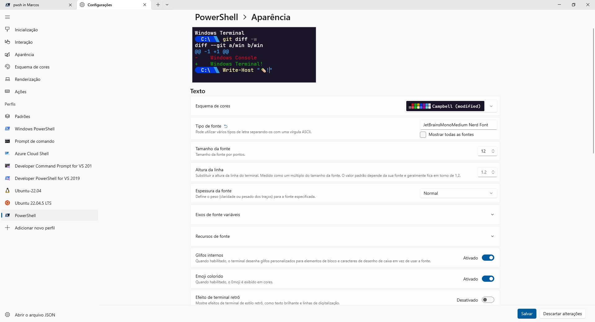 Alterar a fonte do Windows Terminal